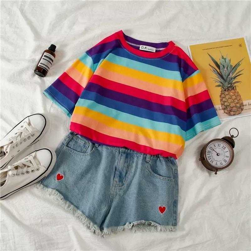 Vibrant Lola Striped T-Shirt - Y2K Summer, 90s Fashion, Grunge, Retro, Baby Tees, Y2
