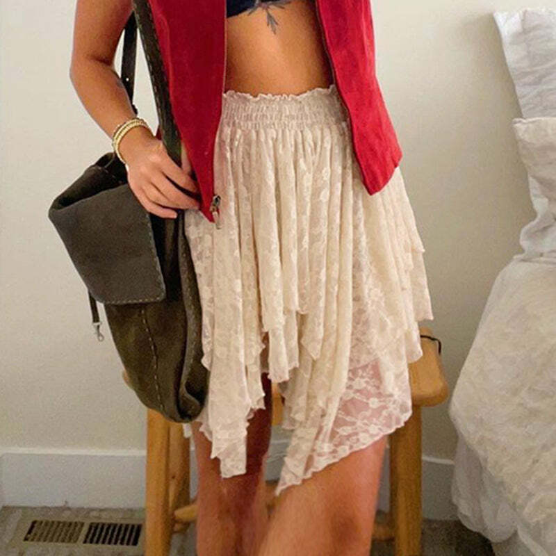Vienna Lace Mini Skirt - Y2K Summer Grunge, 90s Retro, Pastel Goth, Y2K Party & Club Out