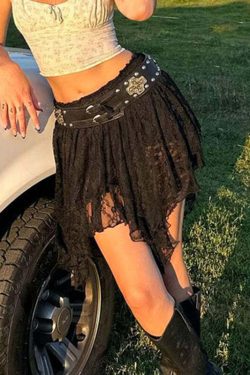 Vienna Lace Mini Skirt - Y2K Summer Grunge, 90s Retro, Pastel Goth, Y2K Party & Club Out