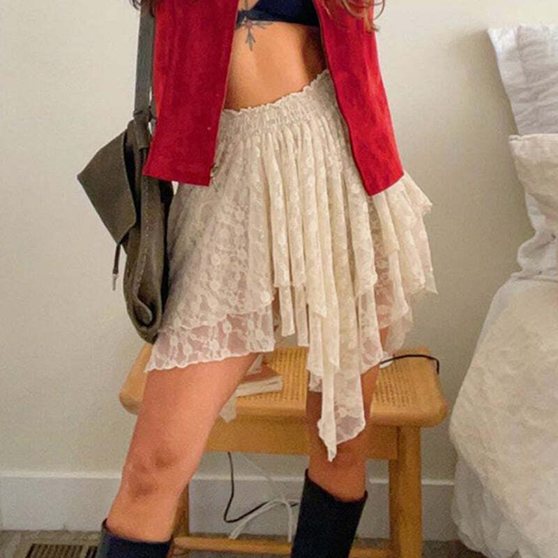 Vienna Lace Mini Skirt - Y2K Summer Grunge, 90s Retro, Pastel Goth, Y2K Party & Club Out