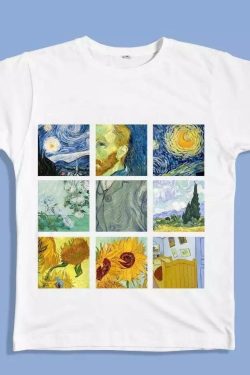 Vincent Van Gogh Collage T-Shirt - Y2K Summer Grunge 90s Retro Style, Pastel Goth, Y2K Popstar
