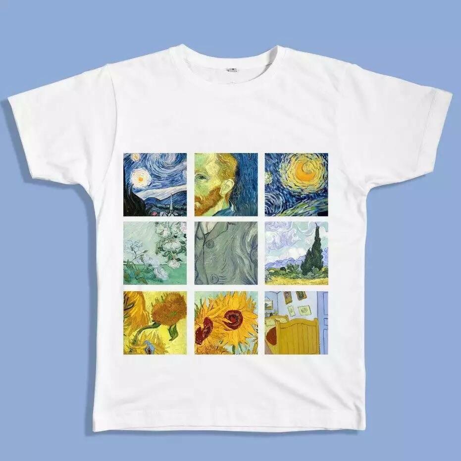 Vincent Van Gogh Collage T-Shirt - Y2K Summer Grunge 90s Retro Style, Pastel Goth, Y2K Popstar