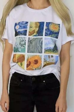 Vincent Van Gogh Collage T-Shirt - Y2K Summer Grunge 90s Retro Style, Pastel Goth, Y2K Popstar