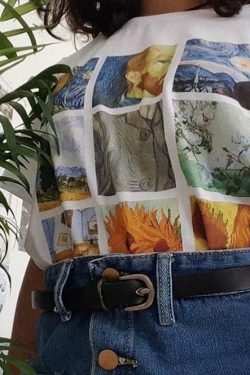 Vincent Van Gogh Collage T-Shirt - Y2K Summer Grunge 90s Retro Style, Pastel Goth, Y2K Popstar