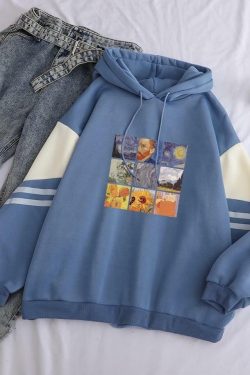 Vincent Van Gogh Y2K Grunge Hoodie - Retro 90s Fashion, Summer Outfits, and Pastel Goth Style