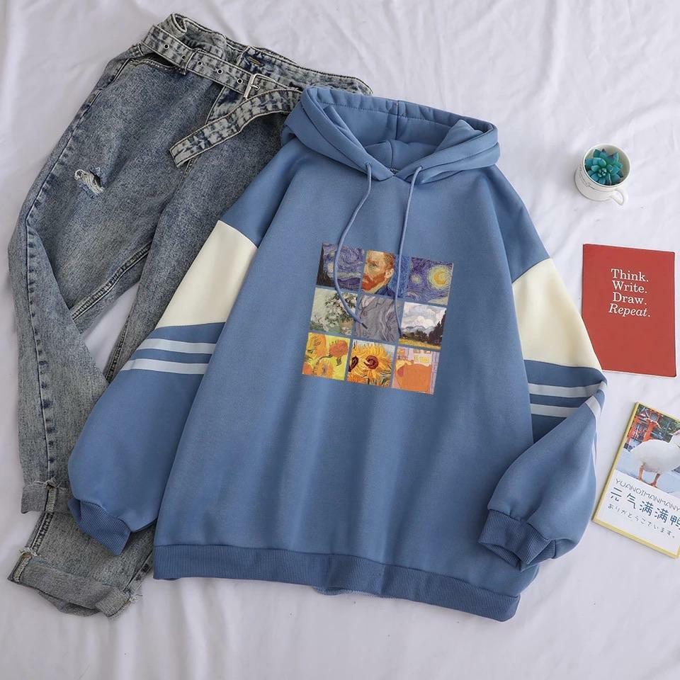 Vincent Van Gogh Y2K Grunge Hoodie - Retro 90s Fashion, Summer Outfits, and Pastel Goth Style