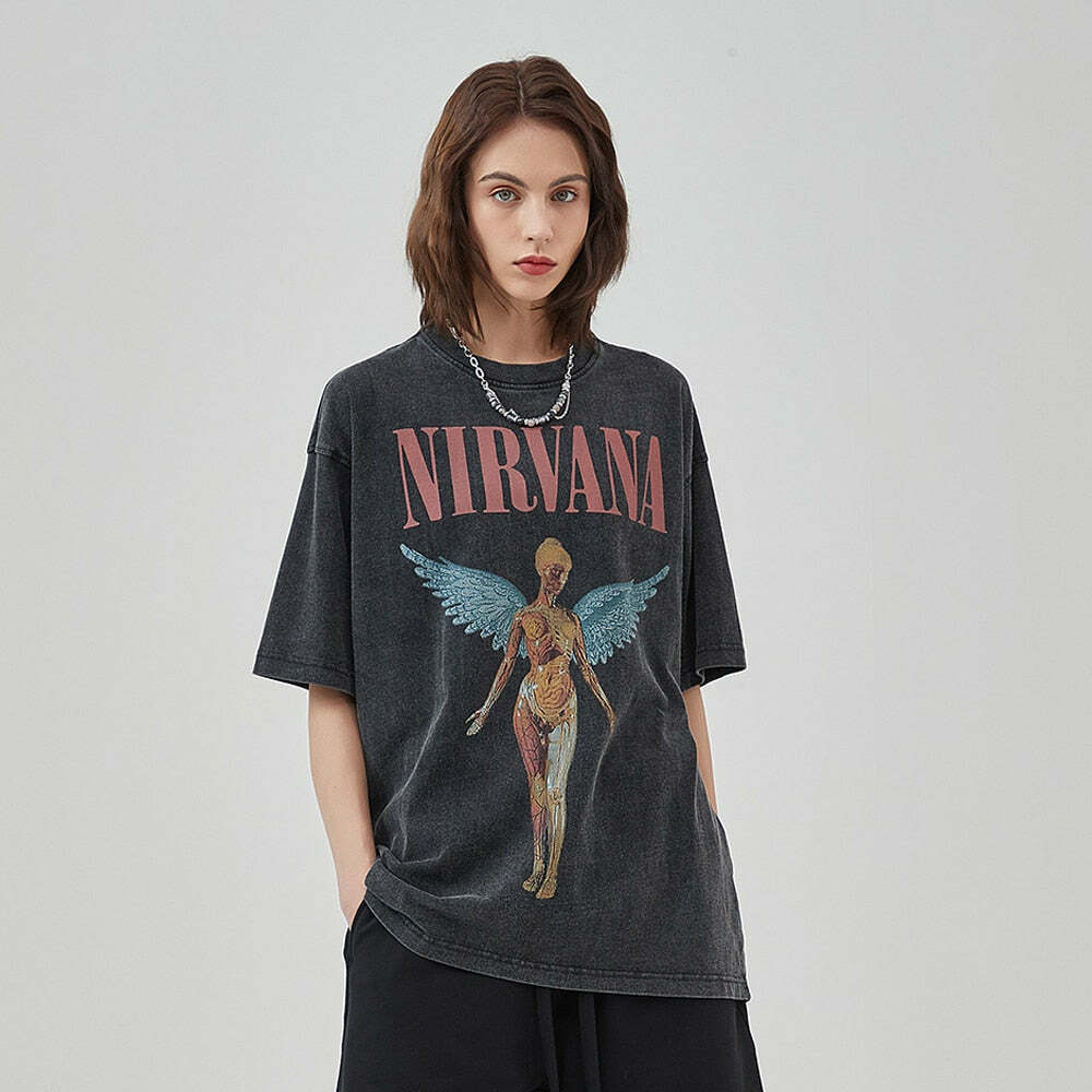 Vintage 90s Grunge Oversize Tee - Y2K Summer Outfit, Retro Style, Y2K Club & Party Fashion