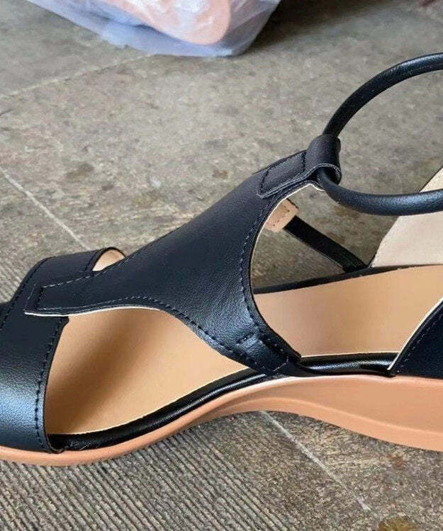 Vintage Black Peep Toe Zip Up Wedge Sandals - Y2K Grunge, 90s Fashion, Retro Summer Outfits