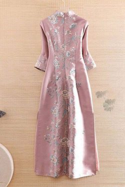 Vintage Blue Mandarin Collar Print Silk Cheongsam Dress - Y2K Summer, 90s Fashion, Grunge Outfits