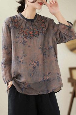 Vintage Dark Purple Embroidered Linen Top - Y2K Summer, 90s Grunge, Retro Goth Fashion