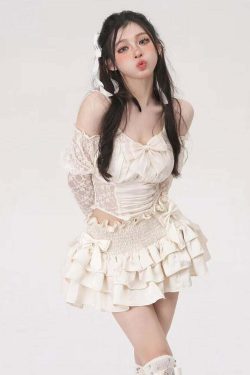 Vintage Dollette White Skirt - Y2K Summer, 90s Fashion, Grunge, Retro, Pastel Goth, Y2K Party