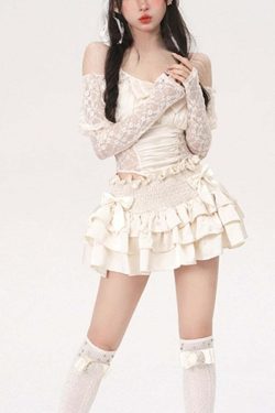 Vintage Dollette White Skirt - Y2K Summer, 90s Fashion, Grunge, Retro, Pastel Goth, Y2K Party