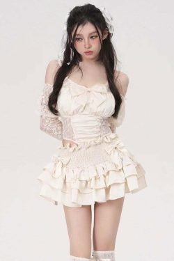 Vintage Dollette White Skirt - Y2K Summer, 90s Fashion, Grunge, Retro, Pastel Goth, Y2K Party