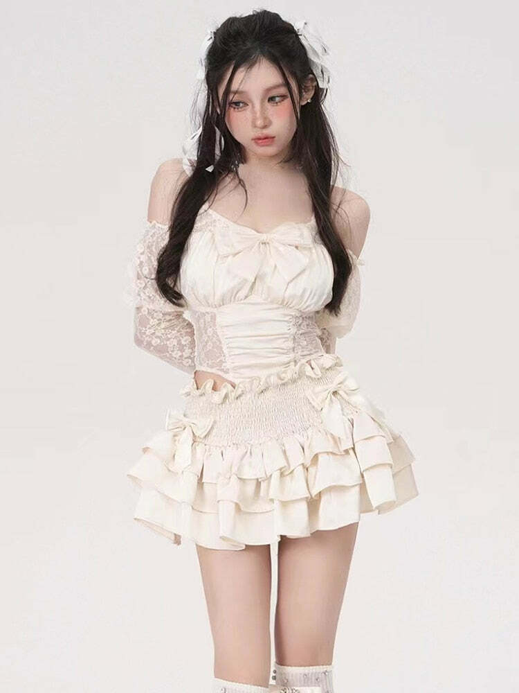 Vintage Dollette White Skirt - Y2K Summer, 90s Fashion, Grunge, Retro, Pastel Goth, Y2K Party