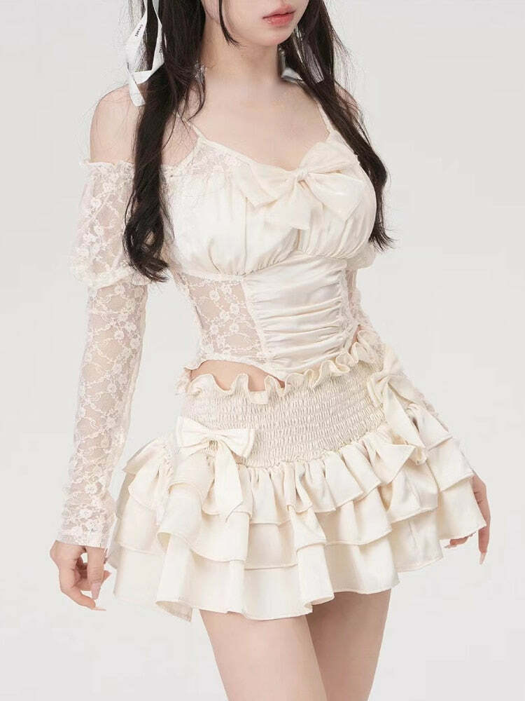 Vintage Dollette White Skirt - Y2K Summer, 90s Fashion, Grunge, Retro, Pastel Goth, Y2K Party
