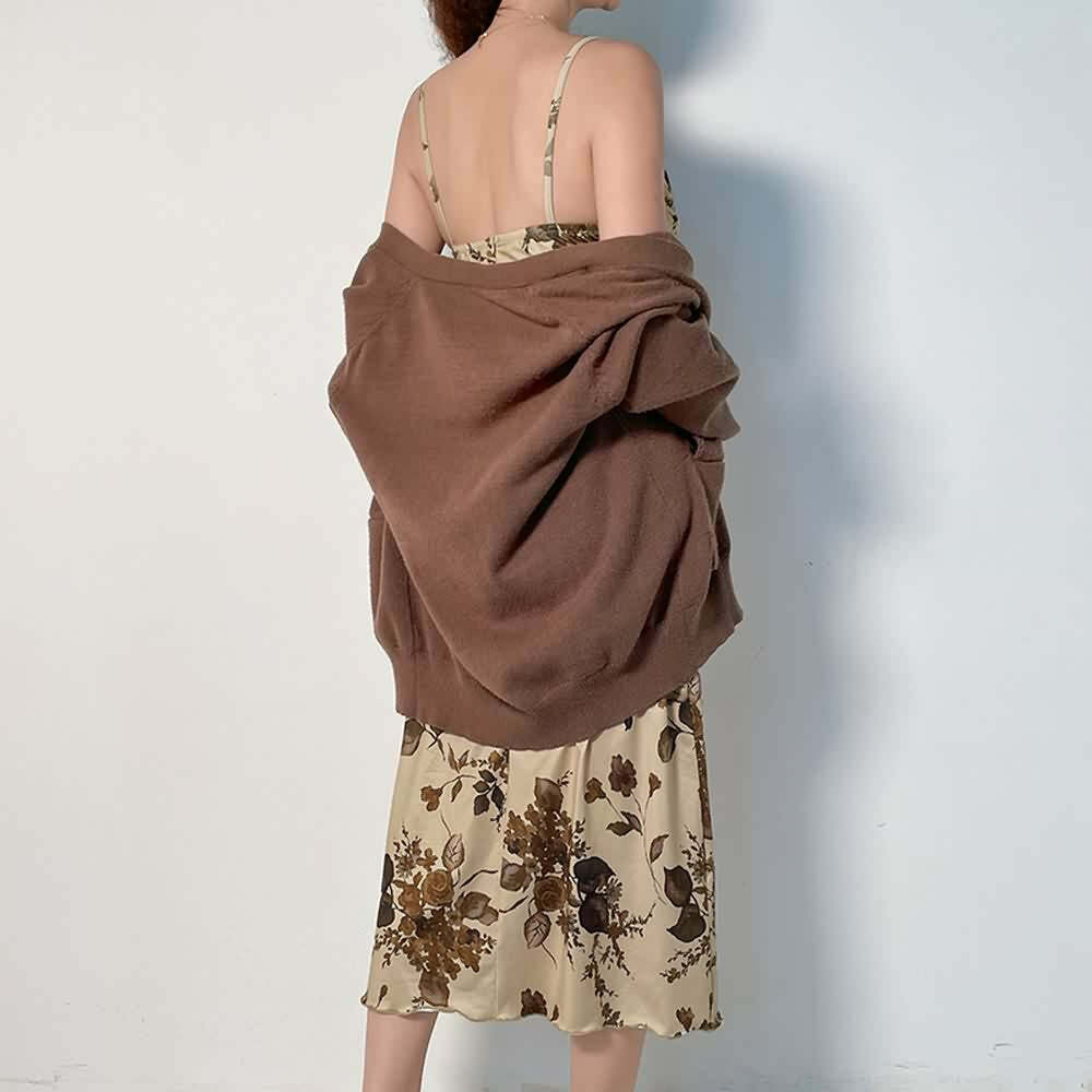 Vintage Floral Cami Midi Dress - Y2K Summer, 90s Fashion, Grunge, Retro, Pastel Goth Outfits
