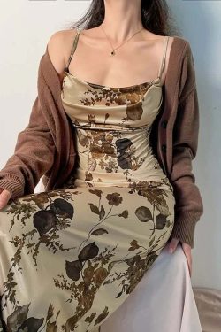Vintage Floral Cami Midi Dress - Y2K Summer, 90s Fashion, Grunge, Retro, Pastel Goth Outfits