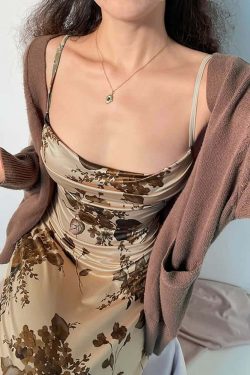 Vintage Floral Cami Midi Dress - Y2K Summer, 90s Fashion, Grunge, Retro, Pastel Goth Outfits
