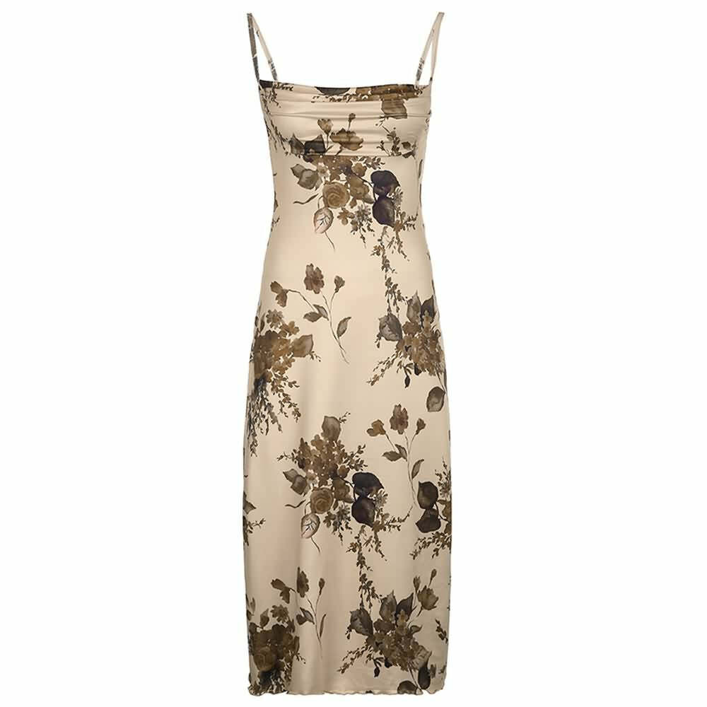 Vintage Floral Cami Midi Dress - Y2K Summer, 90s Fashion, Grunge, Retro, Pastel Goth Outfits