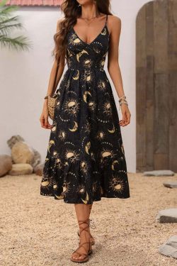 Vintage Gothic Skull Cami Dress - Y2K Grunge, 90s Fashion, Retro Summer Outfit
