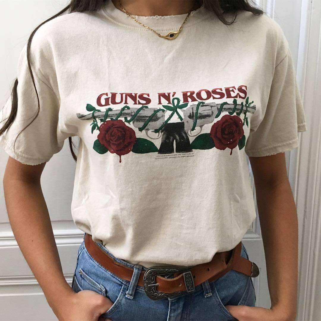 Vintage Guns n Roses Shirt - Y2K Summer Grunge Outfit, 90s Retro Fashion, Gothic Y2K Style