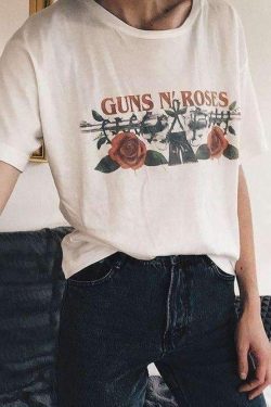 Vintage Guns n Roses Shirt - Y2K Summer Grunge Outfit, 90s Retro Fashion, Gothic Y2K Style