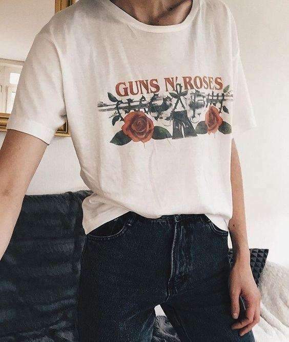 Vintage Guns n Roses Shirt - Y2K Summer Grunge Outfit, 90s Retro Fashion, Gothic Y2K Style