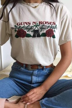 Vintage Guns n Roses Shirt - Y2K Summer Grunge Outfit, 90s Retro Fashion, Gothic Y2K Style