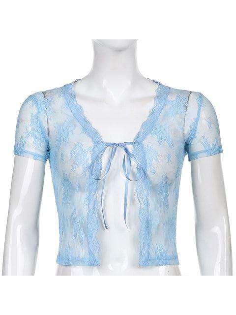 Vintage Lace Crop Top - Y2K Summer, 90s Grunge, Retro Party, Pastel Goth, Y2K Popstar Outfit