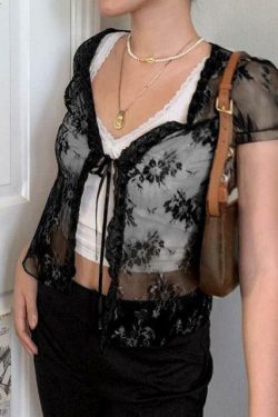 Vintage Lace Crop Top - Y2K Summer, 90s Grunge, Retro Party, Pastel Goth, Y2K Popstar Outfit