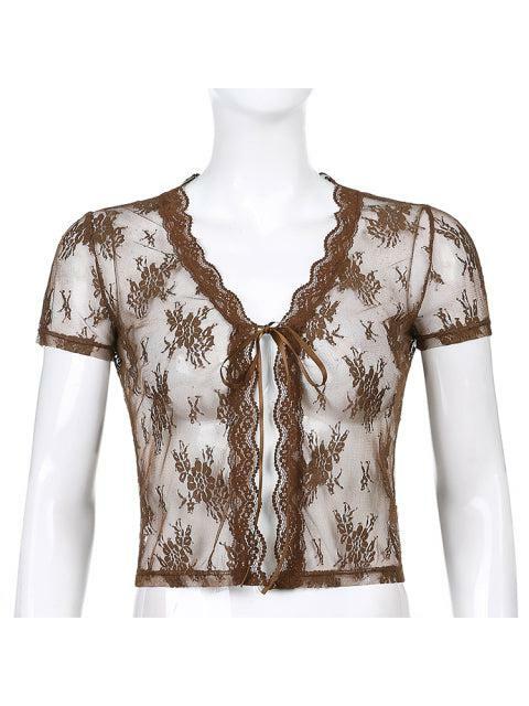 Vintage Lace Crop Top - Y2K Summer, 90s Grunge, Retro Party, Pastel Goth, Y2K Popstar Outfit
