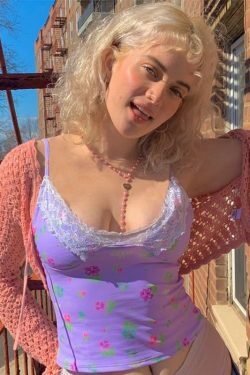 Vintage Lace Crop Top - Y2K Summer, 90s Grunge, Retro Style, Pastel Goth, Y2K Party Outfit