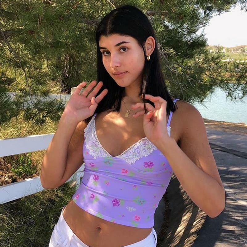 Vintage Lace Crop Top - Y2K Summer, 90s Grunge, Retro Style, Pastel Goth, Y2K Party Outfit