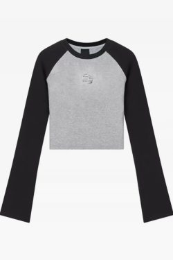Vintage Long Sleeve Crop Top - Y2K Summer, 90s Grunge, Retro Style, Y2K Party & Club Outfits