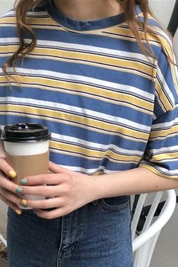 Vintage Multi Striped Shirts - Y2K Summer Outfits, 90s Fashion, Grunge, Retro Style, Y2K Club Fits