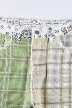 Vintage Patchwork Pants - Y2K Summer Grunge, 90s Retro, Gothic Y2K, Y2K Club & Party Outfits