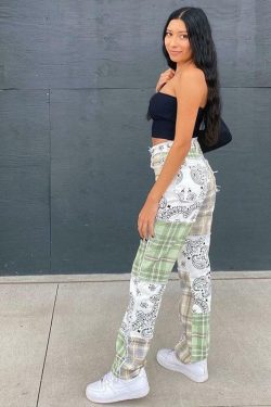 Vintage Patchwork Pants - Y2K Summer Grunge, 90s Retro, Gothic Y2K, Y2K Club & Party Outfits