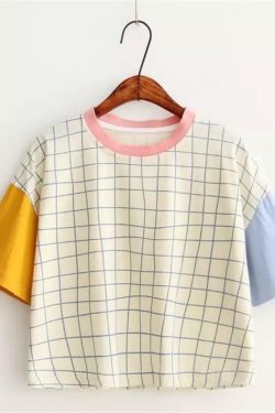 Vintage Plaid Cropped T-Shirt - Y2K Summer Grunge, 90s Retro, Y2K Party & Club Outfits