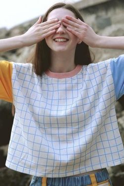 Vintage Plaid Cropped T-Shirt - Y2K Summer Grunge, 90s Retro, Y2K Party & Club Outfits