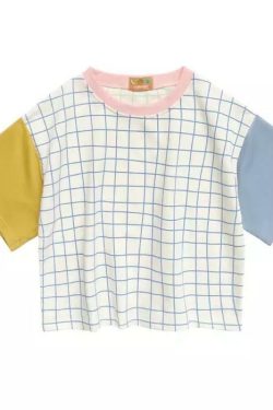 Vintage Plaid Cropped T-Shirt - Y2K Summer Grunge, 90s Retro, Y2K Party & Club Outfits