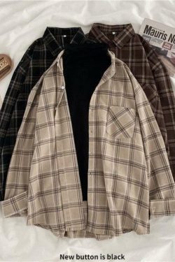 Vintage Plaid Sleeved Shirt - Y2K Summer Grunge, 90s Retro, Pastel Goth, Y2K Club Outfit