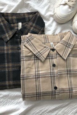 Vintage Plaid Sleeved Shirt - Y2K Summer Grunge, 90s Retro, Pastel Goth, Y2K Club Outfit