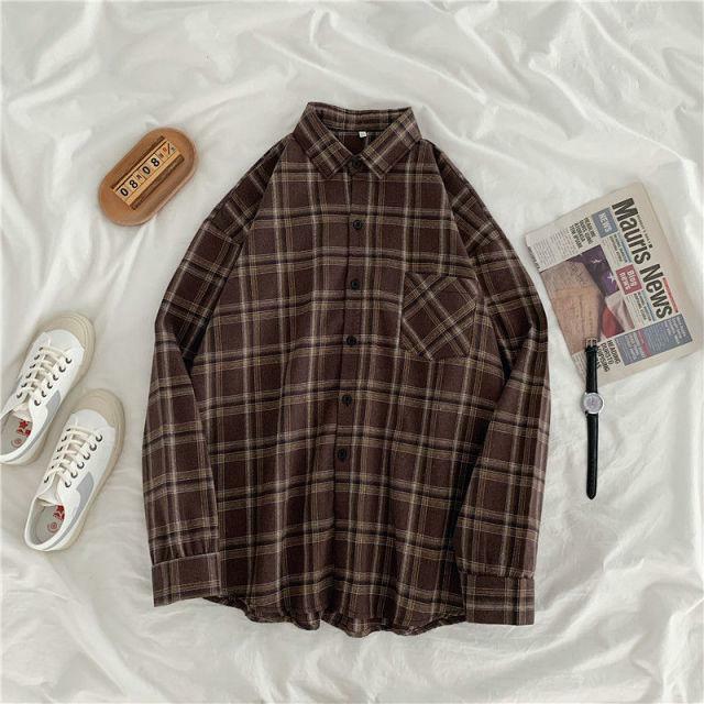 Vintage Plaid Sleeved Shirt - Y2K Summer Grunge, 90s Retro, Pastel Goth, Y2K Club Outfit