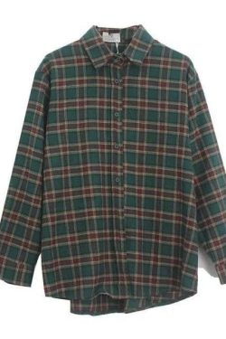 Vintage Plaid Sleeved Shirt - Y2K Summer Grunge, 90s Retro, Pastel Goth, Y2K Club Outfit