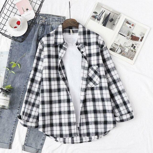 Vintage Plaid Sleeved Shirt - Y2K Summer Grunge, 90s Retro, Pastel Goth, Y2K Club Outfit