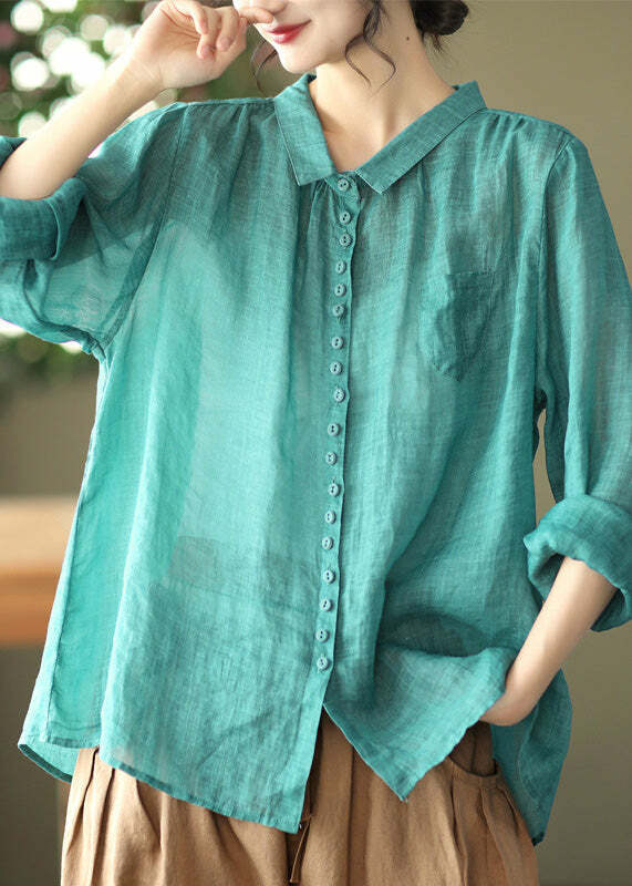 Vintage Purple Peter Pan Collar Button Linen Shirt - Y2K Summer, 90s Grunge, Retro Fashion