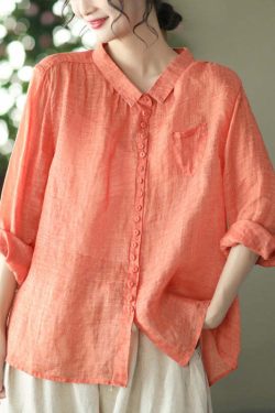 Vintage Purple Peter Pan Collar Button Linen Shirt - Y2K Summer, 90s Grunge, Retro Fashion