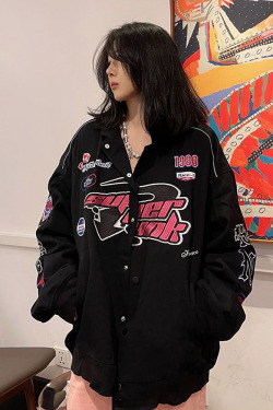 Vintage Racer Jacket - Y2K Summer, 90s Grunge, Retro Style, Y2K Party & Club Outfits