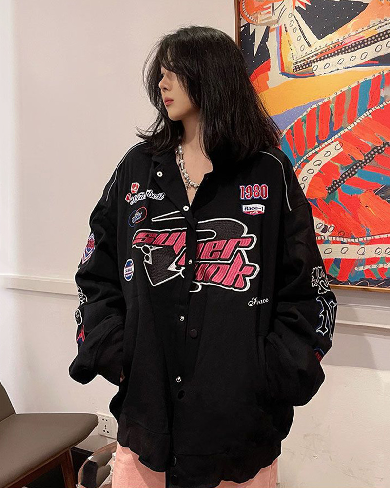 Vintage Racer Jacket - Y2K Summer, 90s Grunge, Retro Style, Y2K Party & Club Outfits