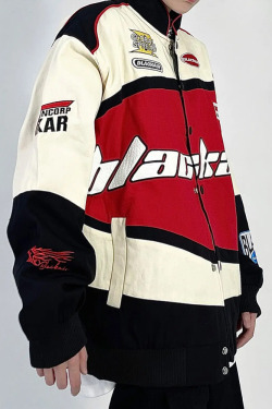 Vintage Racing Jacket - Y2K Summer, 90s Grunge, Retro Hip Hop, Pastel Goth, Y2K Club Outfit